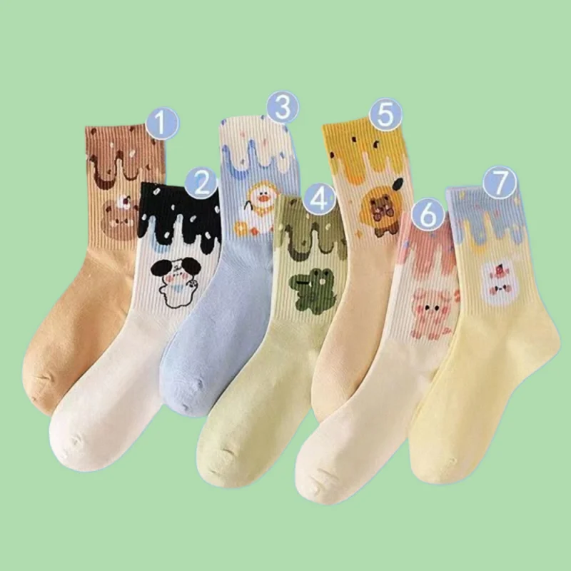 7/14 Pairs New High Quality All-match Ins Trend Student Sweet Cute Long Socks Women's Autumn And Winter Mid-tube Casual Socks