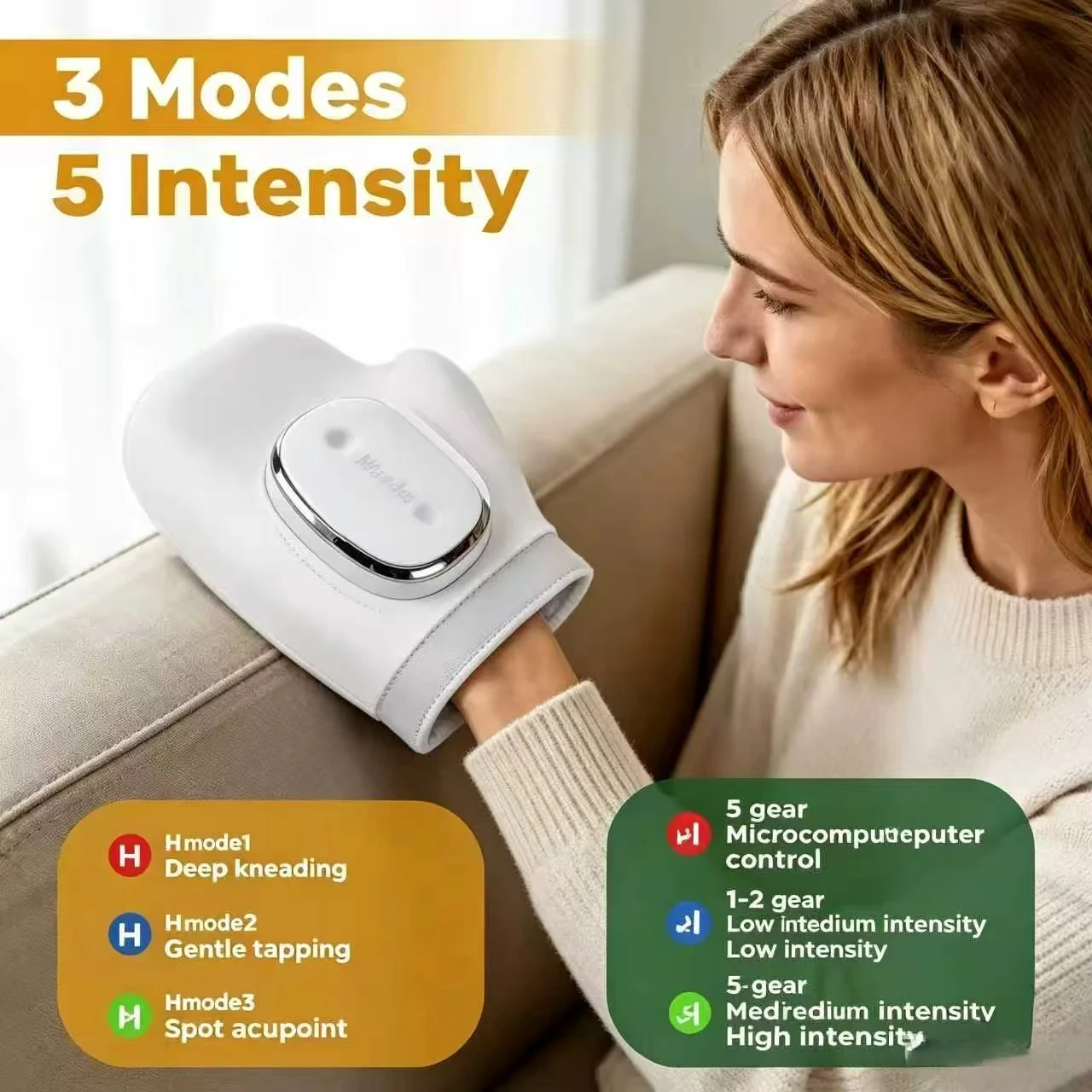 Hand Massager with 5-Level Air Compression & 3D Airbags Joints Relaxing Device for Fingers and Palm Soothing Pain Relief