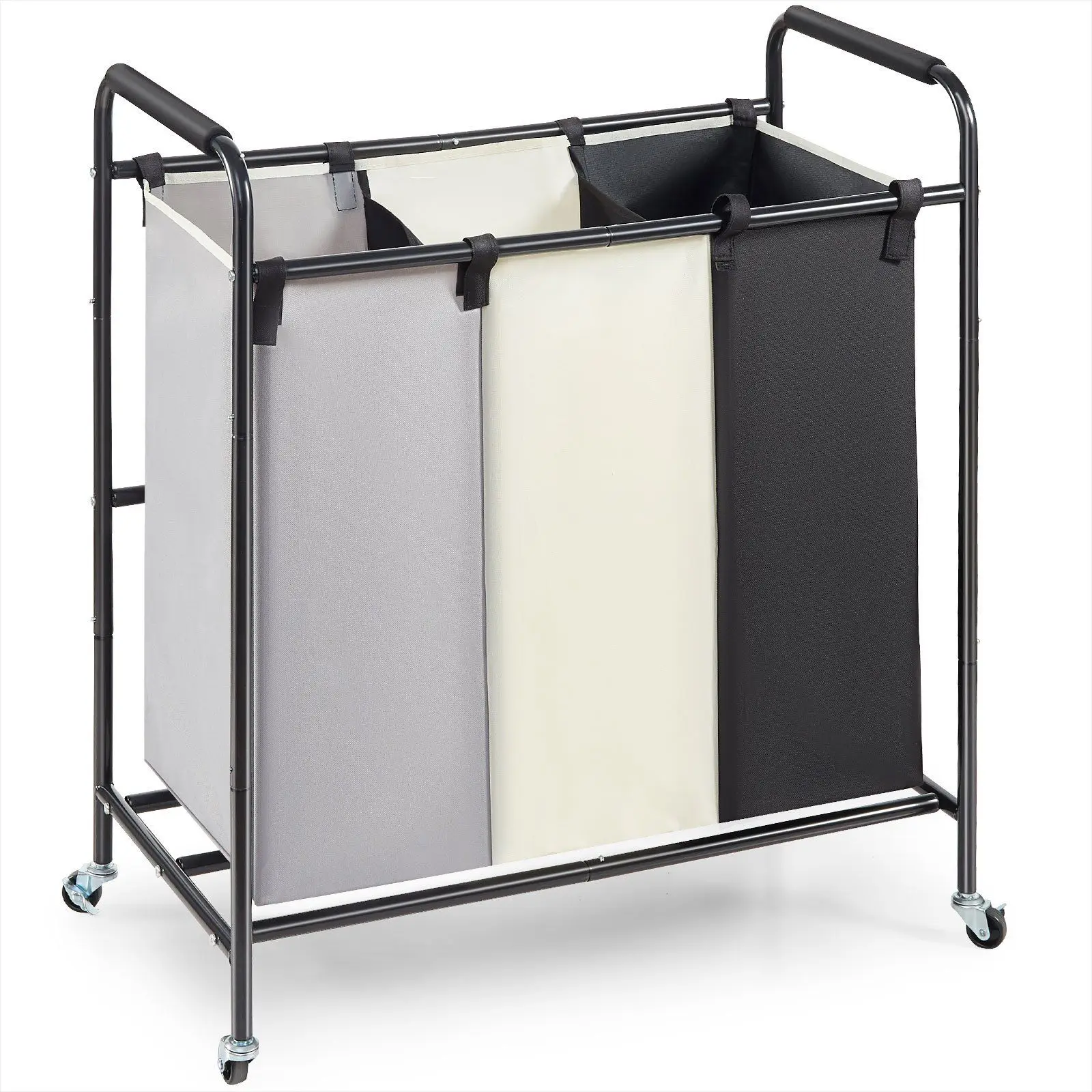 

3-Section Laundry Sorter – Heavy-Duty Hamper with Locking Wheels for Bedroom or Laundry Room