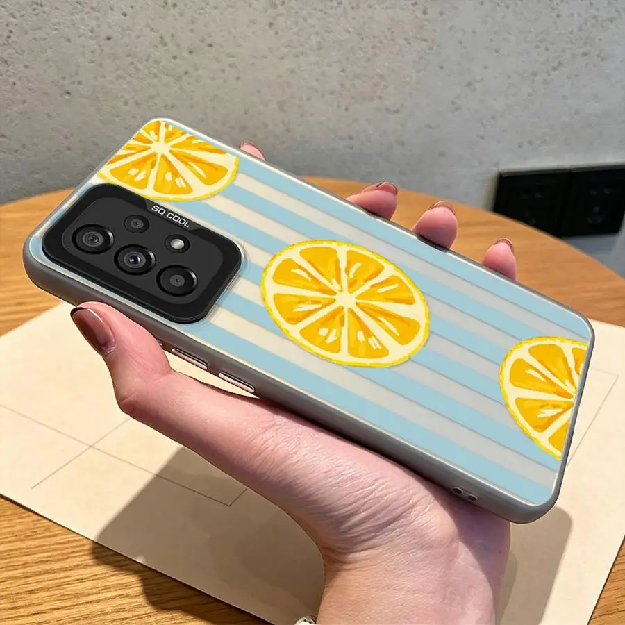 Light Stripe Lemon Case for Samsung Galaxy A31 A07 A34 A37 A57 A25 A17 A54 A15 A16 A12 A72 A26 A50 A71 A14 A56 A23 A51 A04 Phone