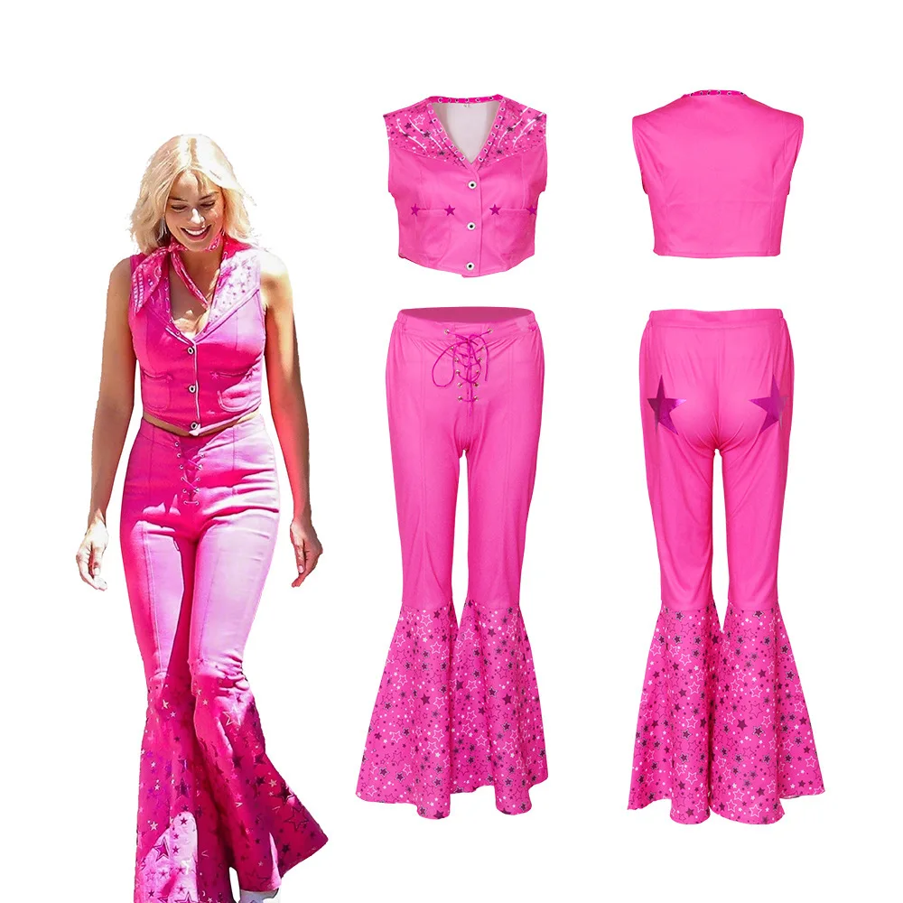 

Halloween Cosplay Outfit Pink Fashion Tight Pants Set plus Size Gender-Neutral Transformation Costume Polyester Fiber