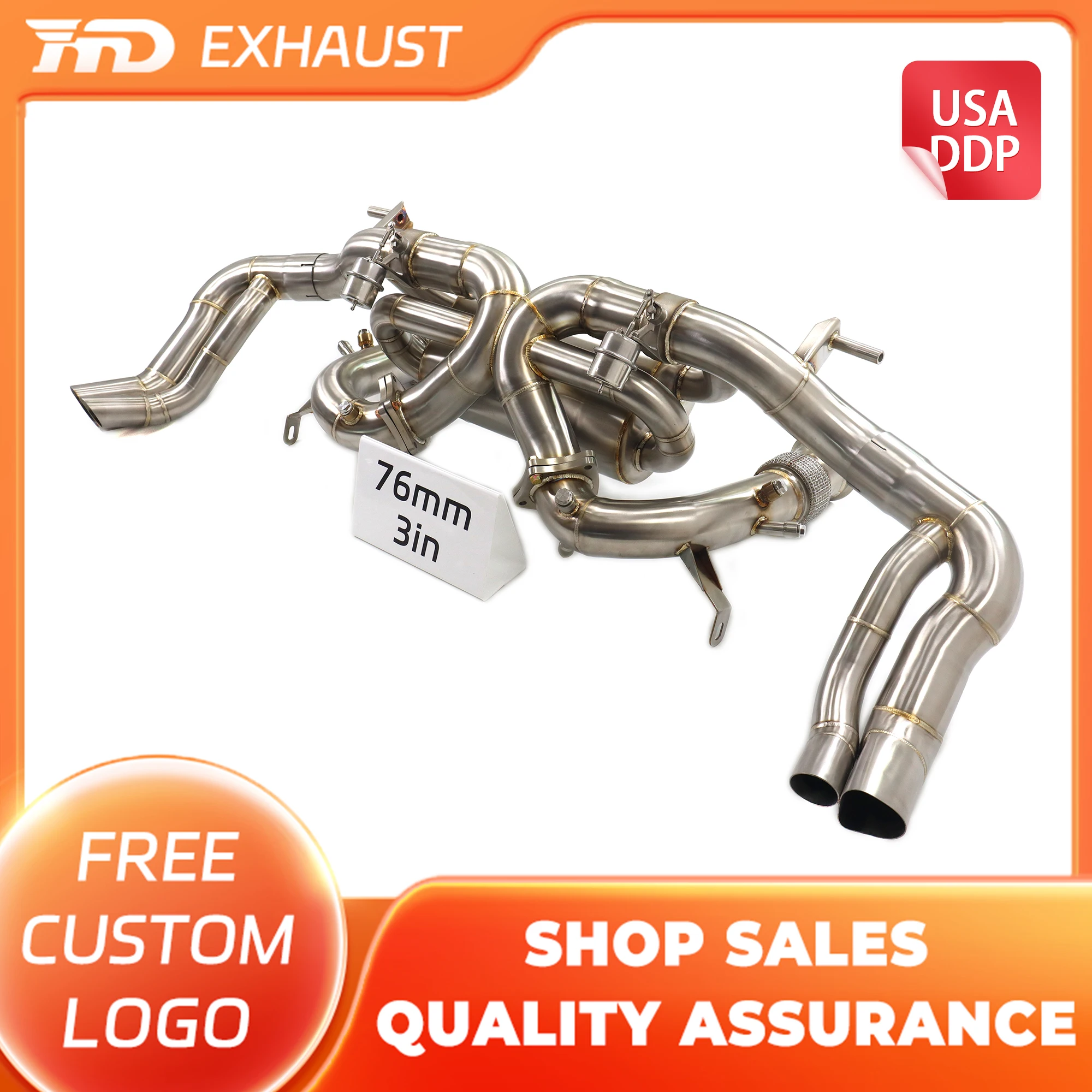 

HMD Exclusive Customization for Audi R8 V10 5.2L SS304 Exhaust Catback Pneumatic Valves Muffler for car