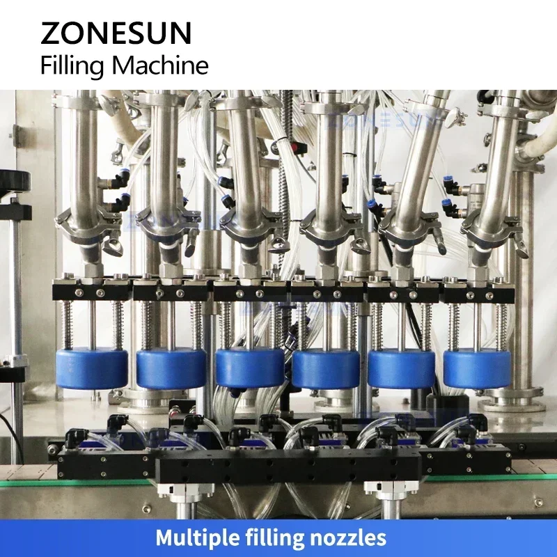 ZONESUN ZS-SV6X آلة تعبئة السوائل المؤازرة ذات 6 رؤوس زجاجة عالية السرعة ذات الحركة المستمرة لصناعة الأطعمة والمشروبات