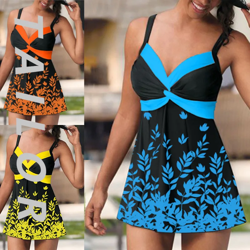 

Новинка 2025 года, купальник, танкини, листья, цветок, большая юбка, трусы, купальник, разделенное танкини, купальник больших размеров