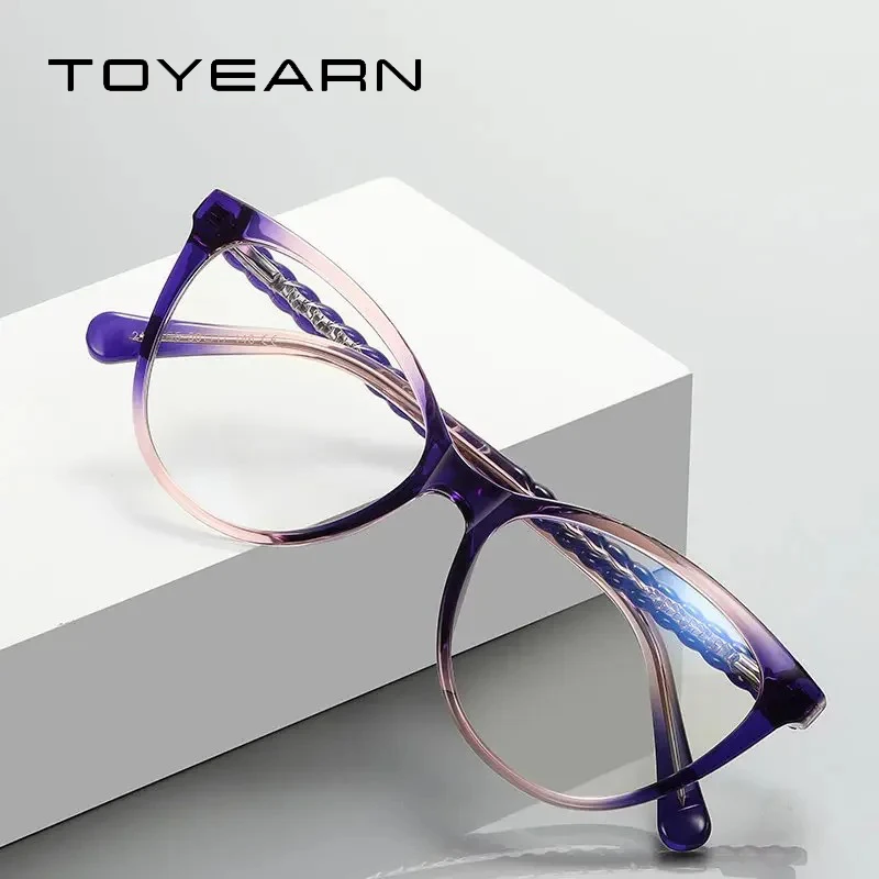 TOYEARN جديد TR90 سيدة القط العين نظارات للقراءة للنساء قصر النظر وصفة طبية CR39 الضوء الأزرق حجب النظارات البصرية الإطار
