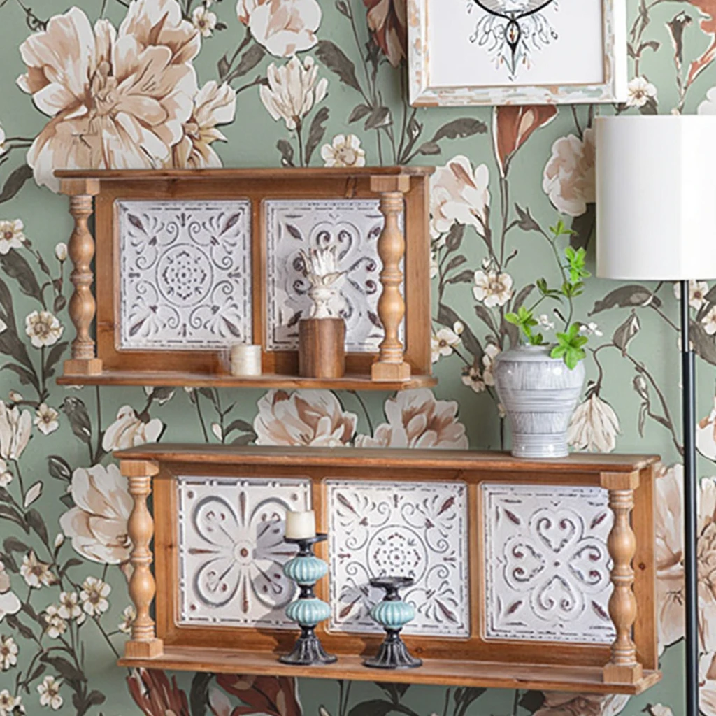 Multi-Function Rustic Wooden Floating Wall Shelf for Living Room or Kitchen Home Decor or Art Style Furniture