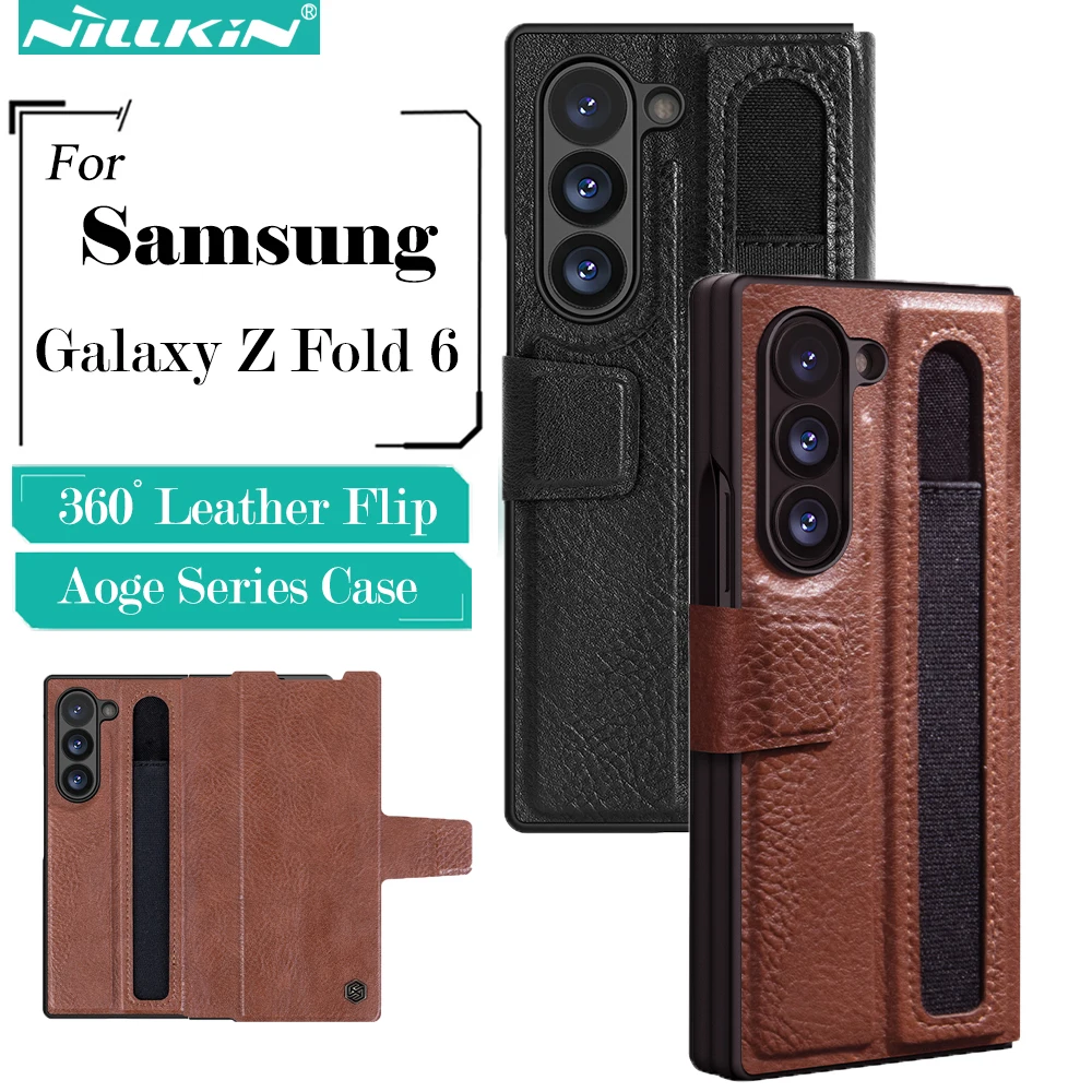 Nillkin For Samsung Galaxy Z Fold 6 Luxury Aoge Leather Case Phone Case High-end Business Shockproof Cover for Samsung Z Fold 6