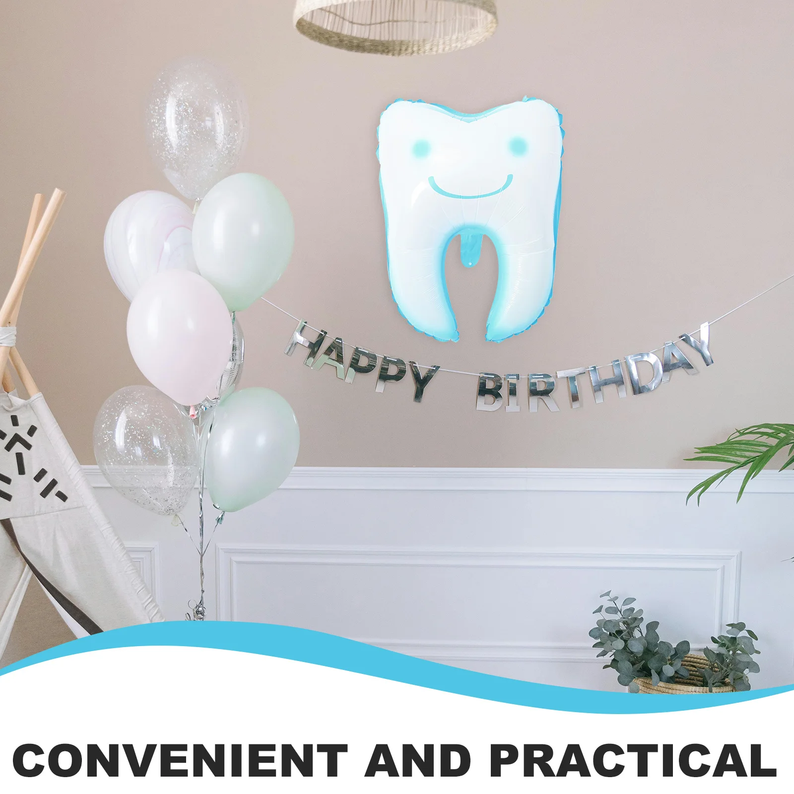 

4pcs Tooth Shaped Balloons Party Decorations Shower Birthday Festival Balloon Decorative For Wall Door Window Ceiling