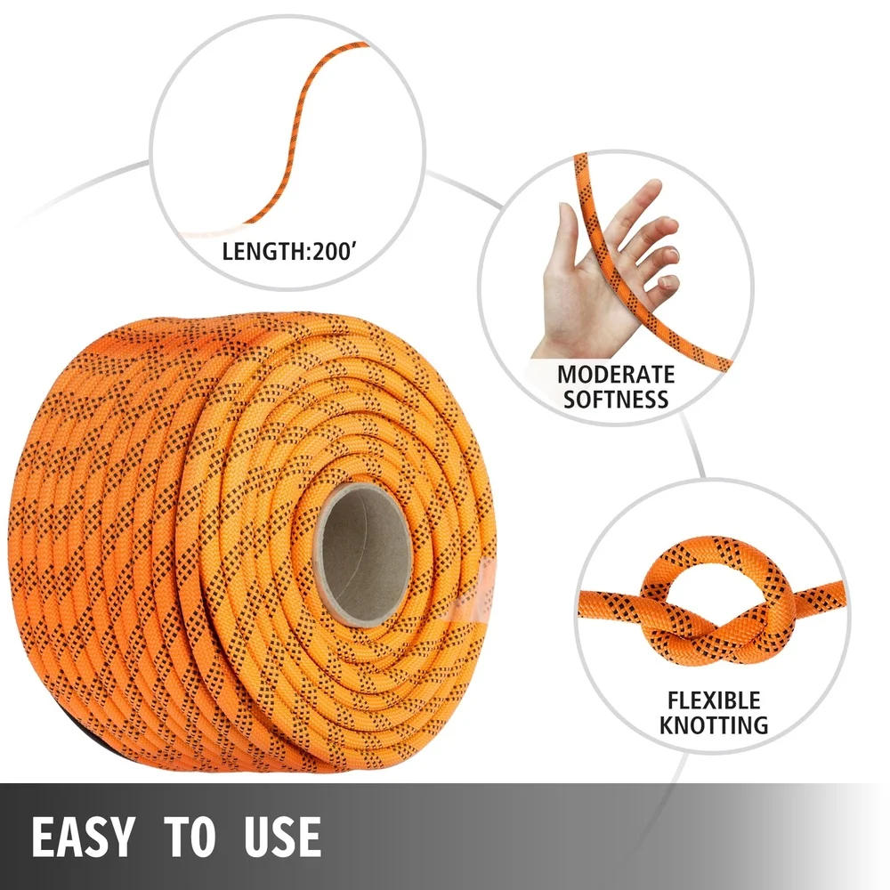 8800lbs High Strength Double Braid Polyester Rope 7/16 inch 200ft Heavy Duty Pulling and Towing Rope