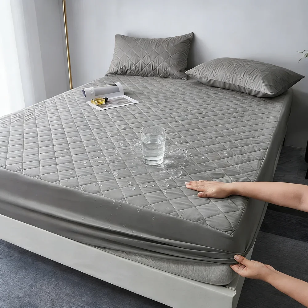 Waterproof Fitted Sheet Stain Resistant Easy To Clean Comfortable Snug Fit Mattress Protective Cover Bedroom Bedding