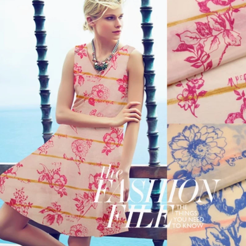 

135m Wide 9mm Flower Print Silk Cotton Fabric For Summer Dress Shirt Clothes Pants Thin Diy Sewing Material Fabric R2630