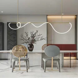Led Chandeliers For Living Room Dining Pendant Modern Style Hanging Lamp For Ceiling Linear Lamp Long Strip Designer Light 200CM