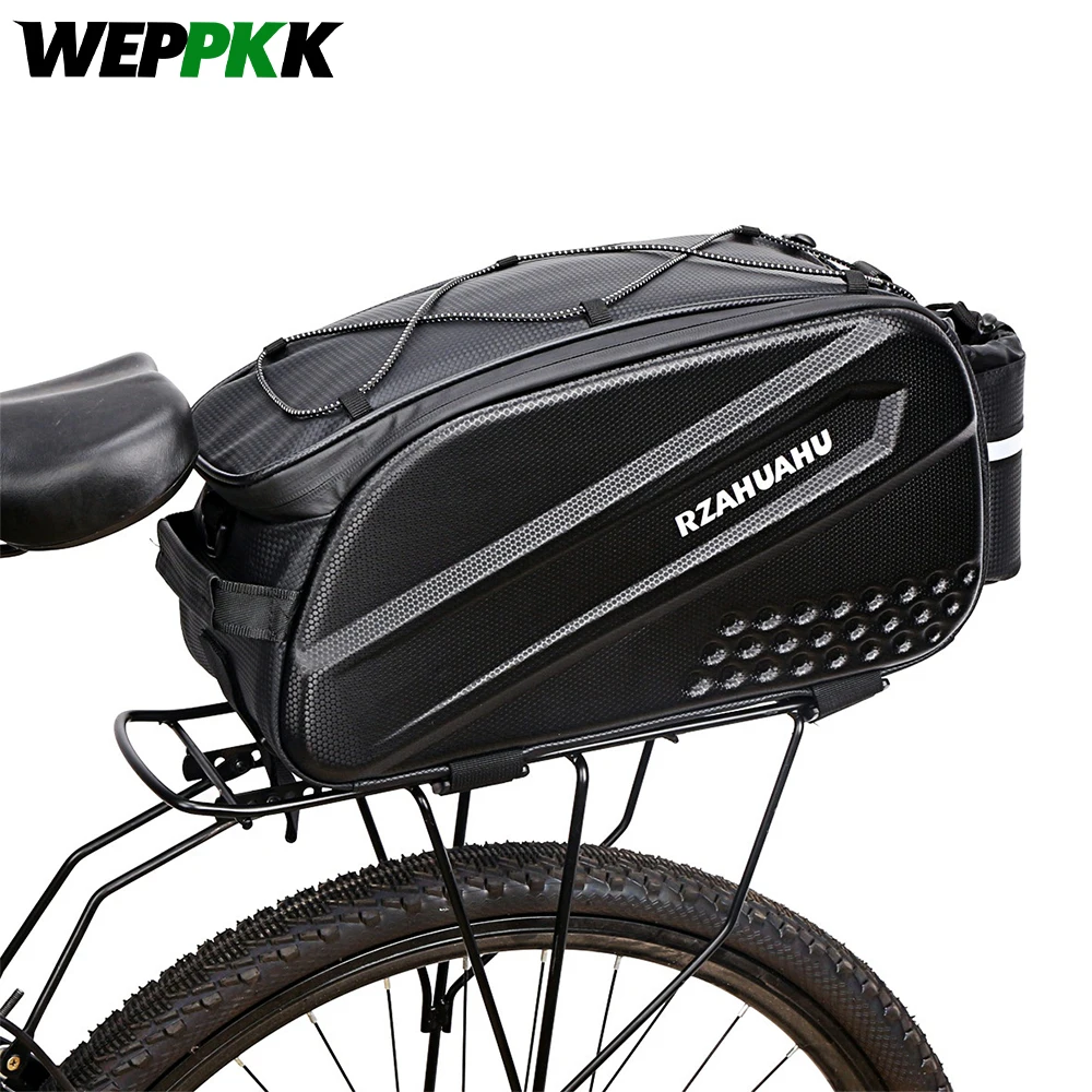 

10L Bike Bag Hard Shell Waterproof Bike Rack Bag with Shoulder Strap & Reflective Stripfor Cycling, Commuting, Outdoor Travel