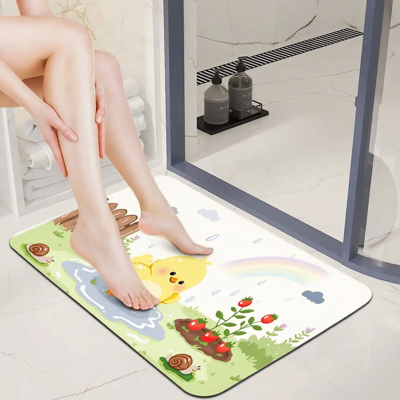 

MatMuse Funny Chick Novelty Doormat Soft Diatomaceous Earth Mat Floor mats Living Room Bath Room Modern Eye-Catching Kid Carpet