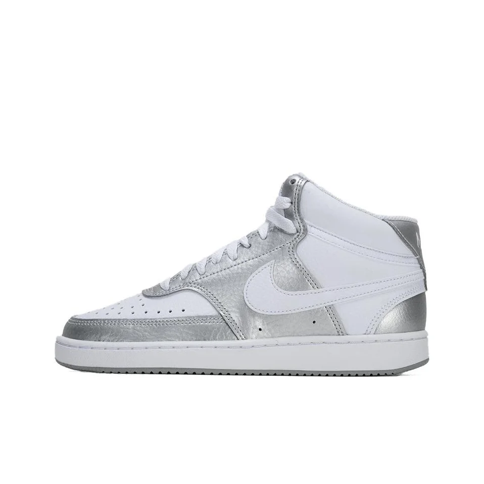 Nike Court Vision Skateboard Shoes Women's Mid Top Silver/White CD5436-108