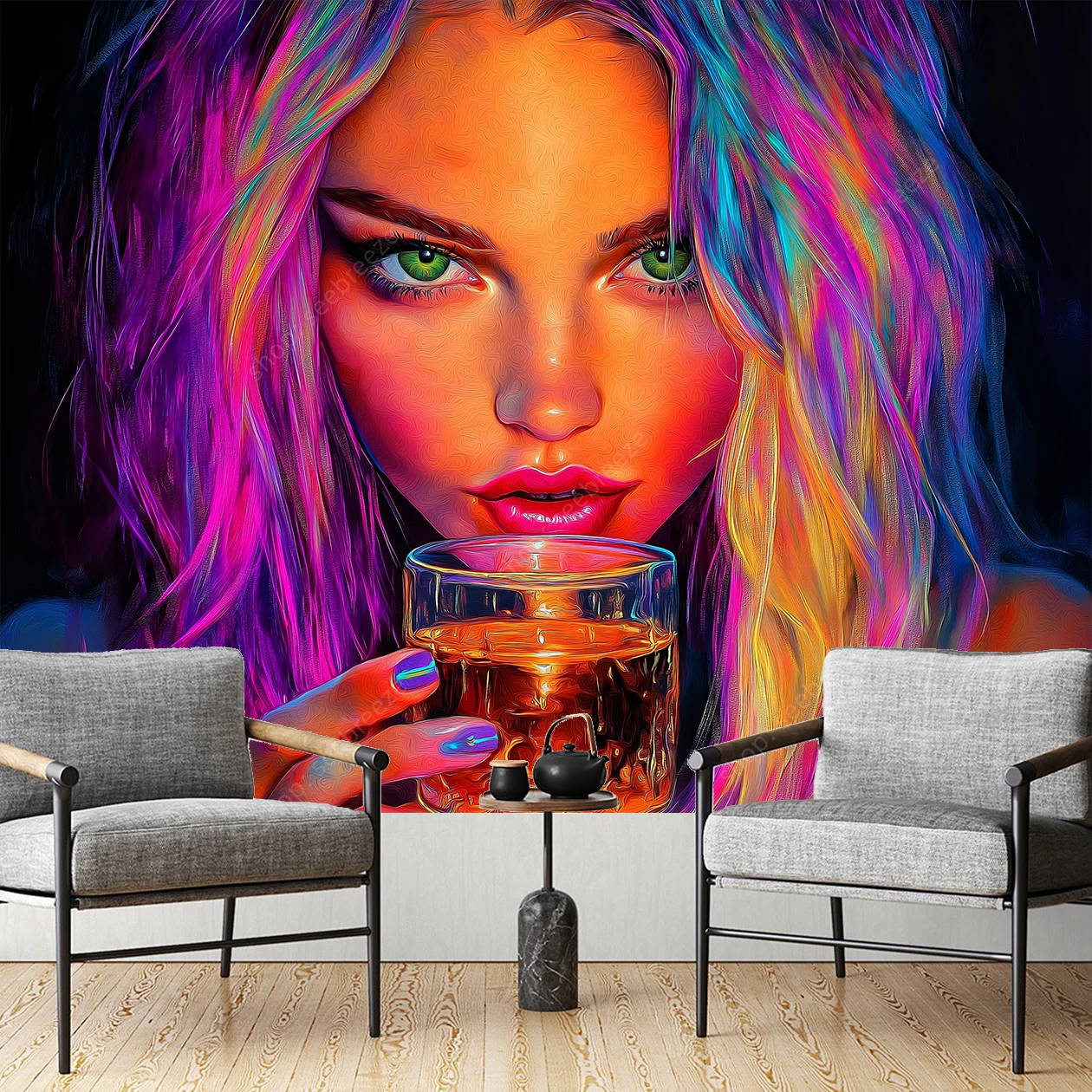 Vibrant Colorful Girl Tapestry Bohemian Wall Art for Bedroom Living Room Decor Unique Artistic Design Perfect for Home Aesthetic