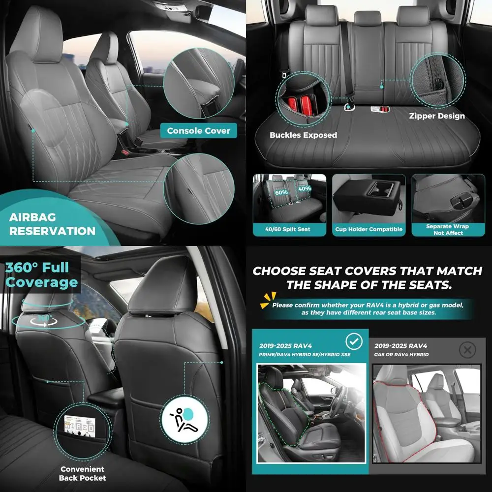 

RAV4 Seat Covers for Toyota RAV 4 Prime 2022 2023 2024 2025 SE Hybrid 2024-2019 Hybrid XSE Faux Leather Car Seat Covers Full Set