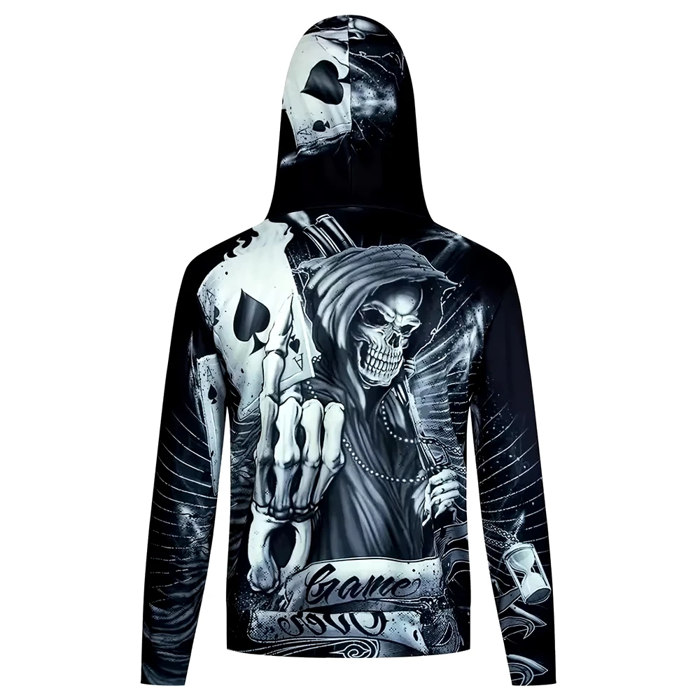 3D Printed Skull Spades A Two-Piece Pullover Sweatpants for Men Fall_winter Casual Street Retro Men's Fashion Sweatshirt