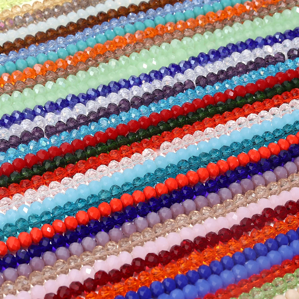 4mm 6mm 8mm Rondelle Faceted Crystal Glass Beads Ab Color Loose Spacer Abacus Beads For Needlework Jewelry Making Diy