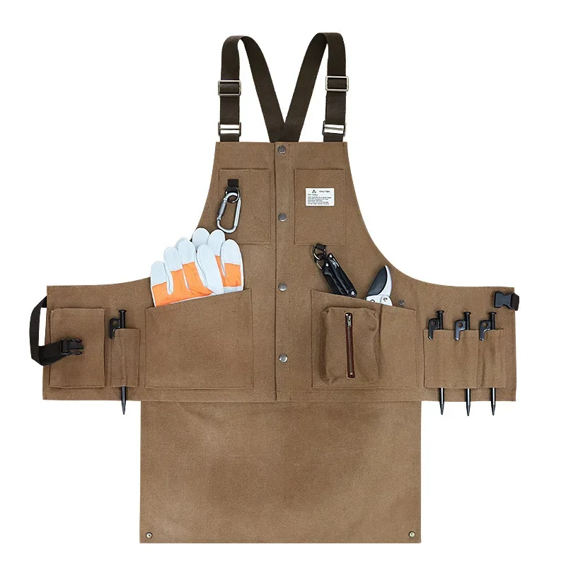 Detachable Apron, Thickened Canvas Apron, Multi-Pocket Tool Apron, Durable, Waterproof, Electrician, Woodworker, Leatherworker