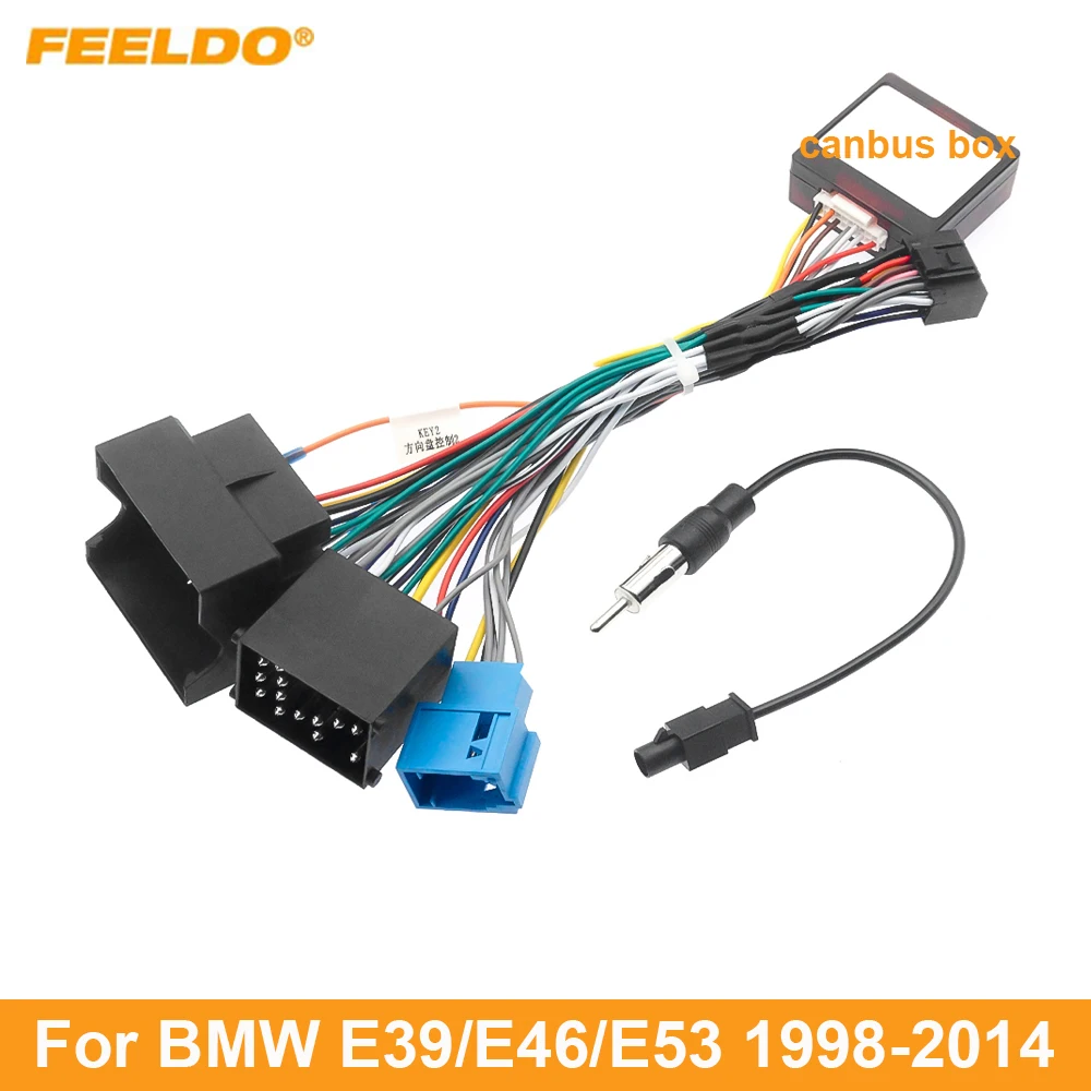 

FEELDO Car 16pin Power Cord Wiring Harness Adapter For BMW E39/E46/E53 (98-14) Big Screen Audio Installation Head Unit