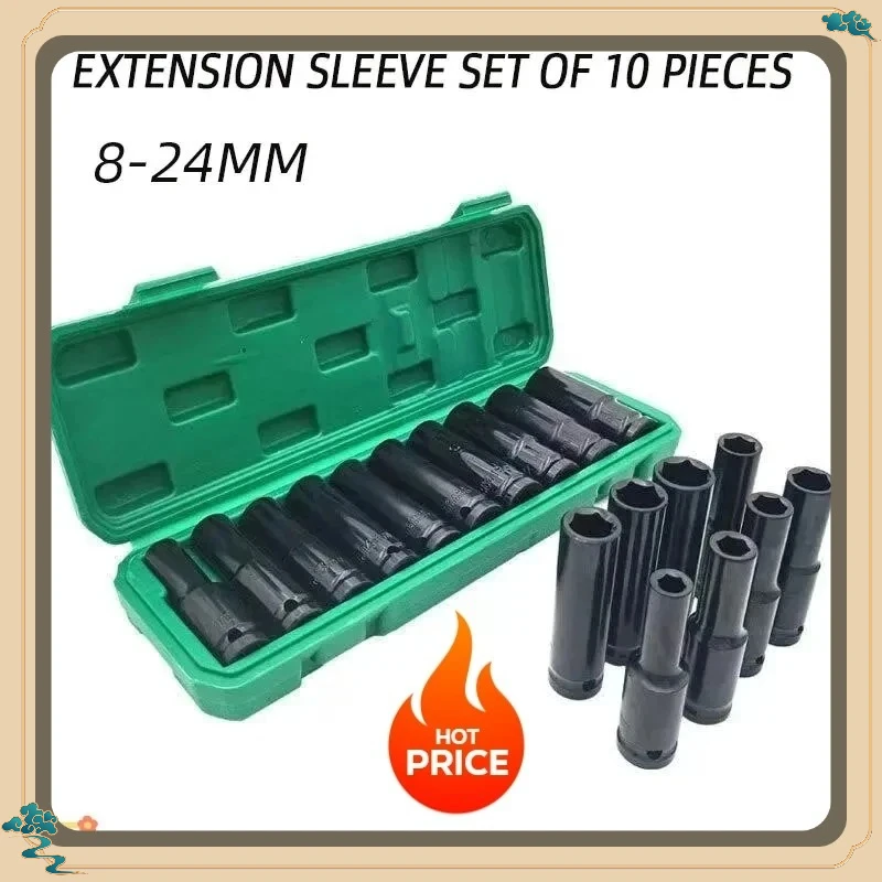 Hot-selling 10-piece Extended Ratchet Electric Socket Set, Telescopic Sockets, Car Repair Tools, Hex Extension Sockets