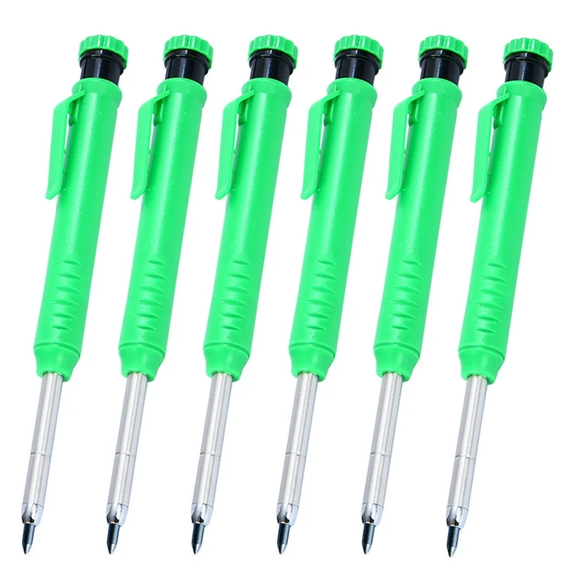 6 stuks mechanische potloden voor tekenen, houtbewerking en markeren, 2,8 mm lange kop timmermanspotlood, geschikt voor bouwwerkzaamheden