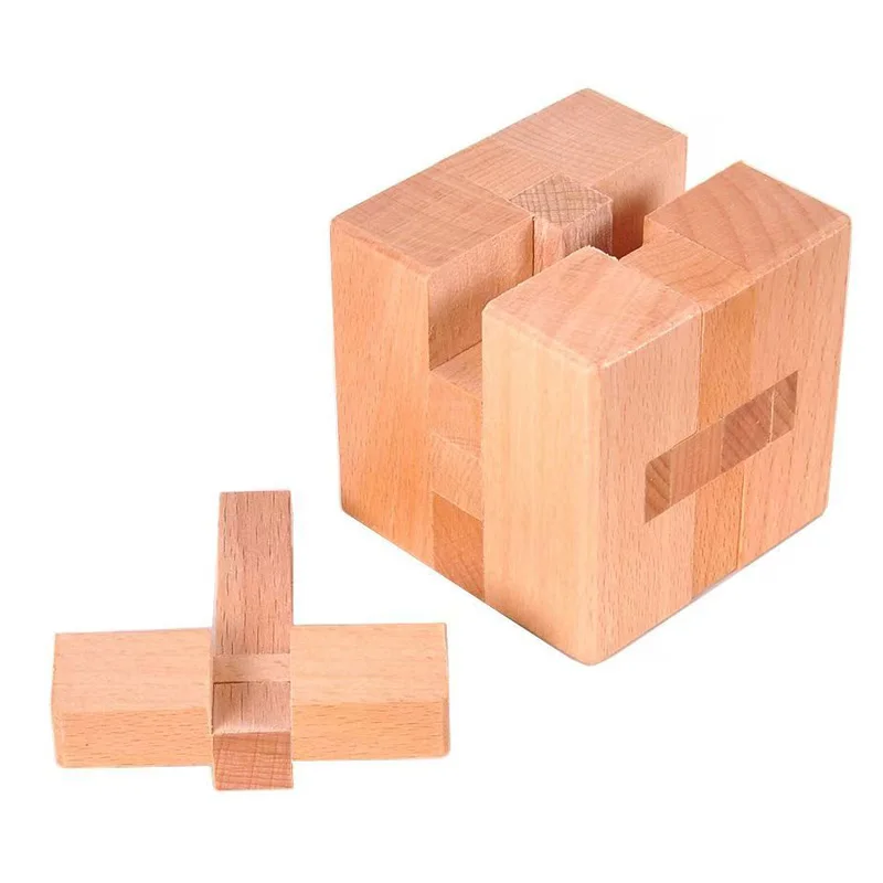 Luban bloqueio quebra-cabeça desbloquear intertravamento de madeira cérebro teaser para adultos crianças cubo lógico iq desafio mente jogo educação presente