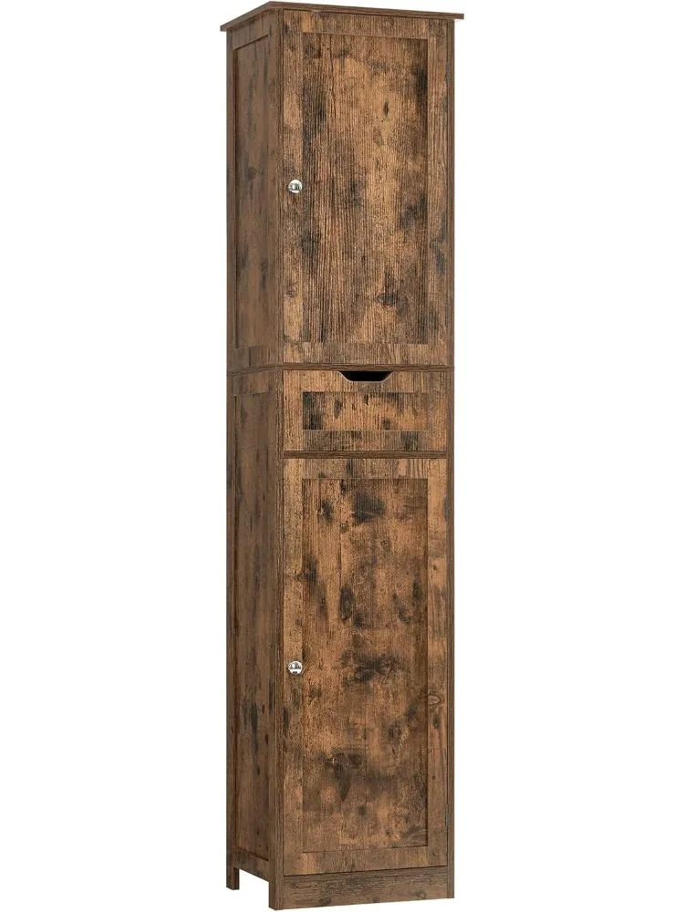 

Высокий шкаф для хранения 67 дюймов, шкаф для ванной комнаты с выдвижным ящиком и регулируемыми полками, узкий шкаф для хранения, напольный шкаф для Liv