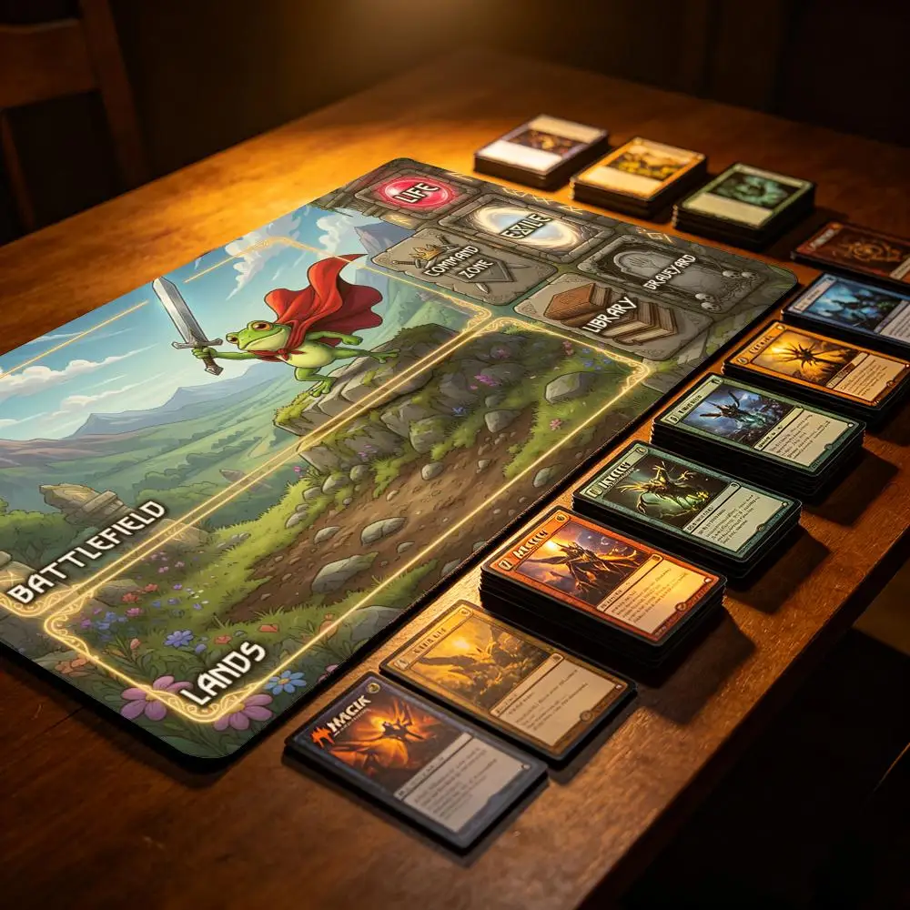 Magic Card Playmat 14*24inch deskmat Anti-slip Fantasy TCG Gaming pad tapete With  Zones Battles Commander Rug Frogs Warrior