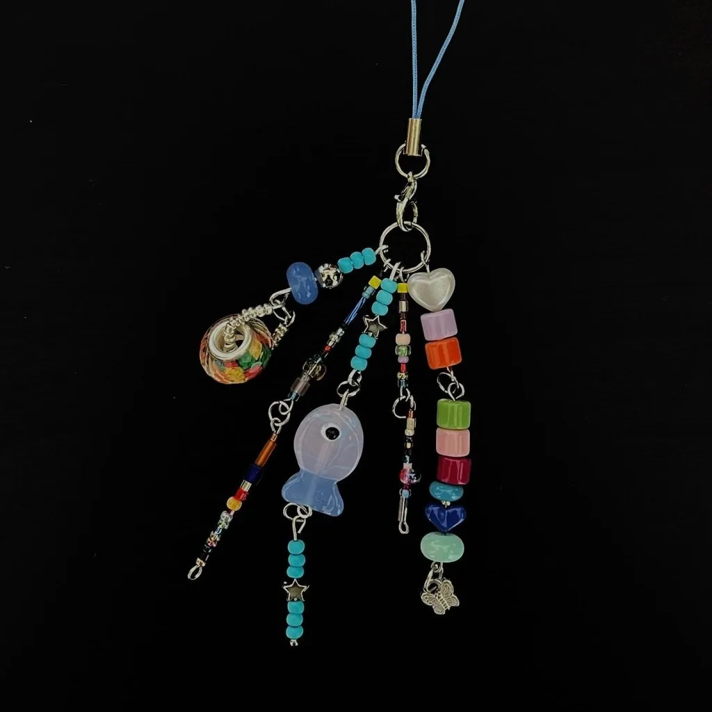 Little Fish Pendant Charm Colorful Glass Bead Charm Beaded Pendant Lightweight Beaded Key Chain Charm For Personal Items