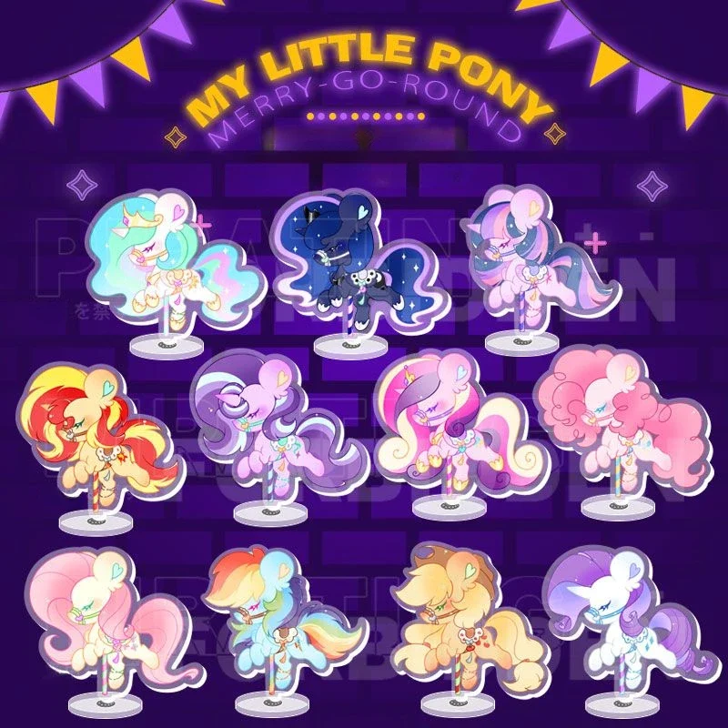 My Little Pony Stand Sign Anime Peripherals Acrylic Rotate Kawaii Exquisite Figure Desktop Decor Celestia Luna Applejack Model