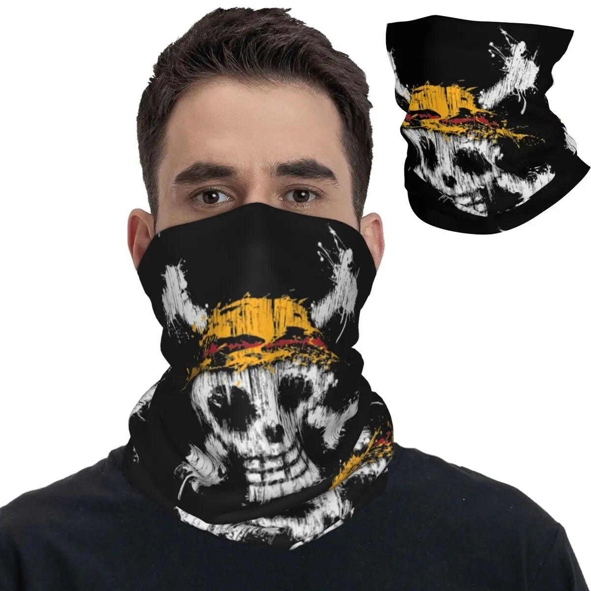 One-Piece Straw Hat Pirates Bandana Neck Cover Printed Skull Flag Balaclavas Wrap Scarf Warm Headband for Men Women Adult