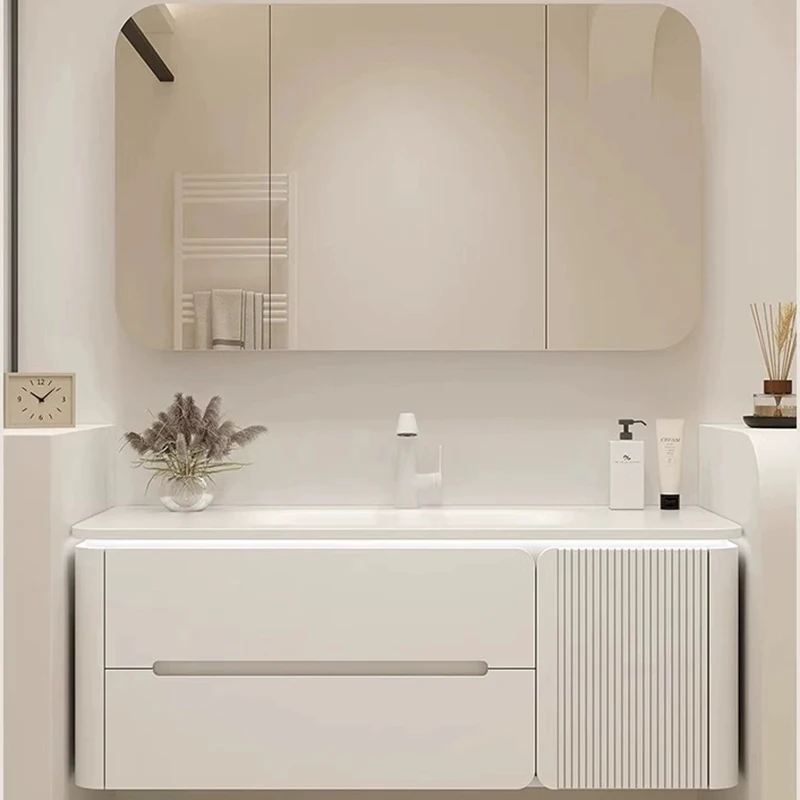 

Classic Mirror Luxury Bathroom Cabinet White Large Sink Vanity Bathroom Cabinet Hotel Meuble Salle De Bain Home Furniture