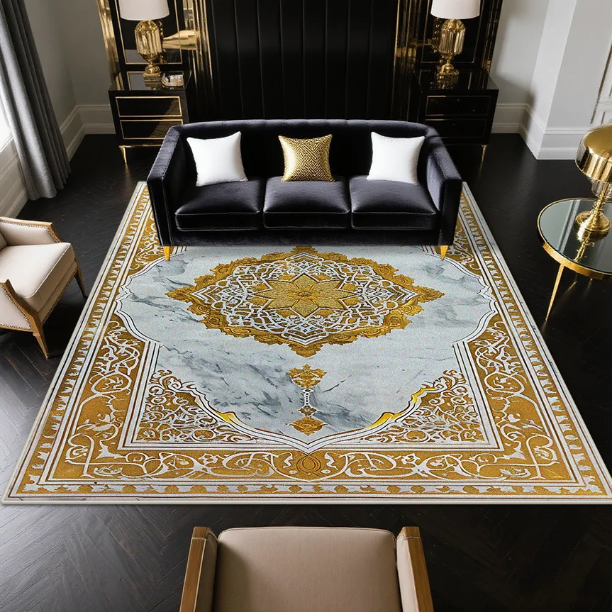 

Короткий бархатный ковер в европейском стиле, украшение для гостиной, роскошный мрамор, легко чистящийся напольный коврик, офисный противоскользящий мягкий ковер