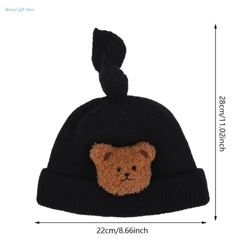 Comfortable Baby Knitted Hat Newborns Headwear Soft & Breathable Knotted Hat Solid Color Ear Protections Fetal Caps image 6