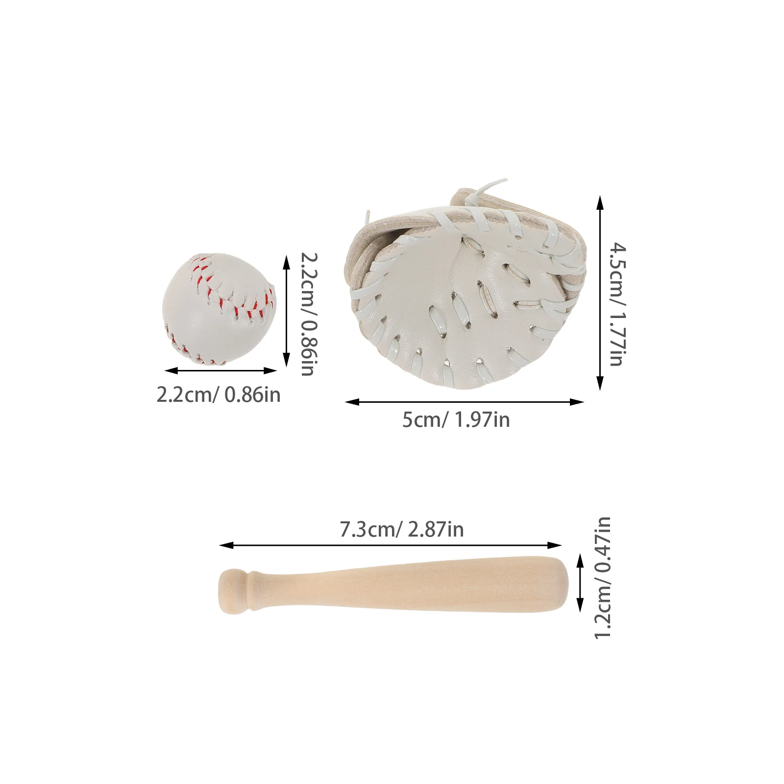 2 conjuntos de luvas de taco de beisebol em miniatura conjunto de bola detalhada equipamentos esportivos miniaturas acessórios para casa de bonecas chaveiro de amuletos de beisebol