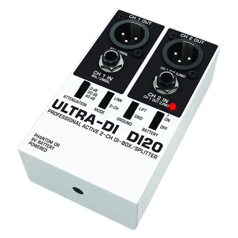 Ultra-Di Di20 Two-Channel Multi-Purpose Direct Injection Box Provides Impedance and Signal Matching Function Effects