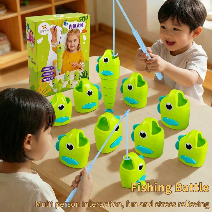 Fun Fishing Battle Retractable Fishing Rod Tabletop Duel Game - Parent-Child & Friends Interactive Party Stress Relief Toy