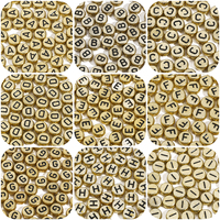 50Pcs/Lot Gold Color Acrylic Letter Beads Round Alphabet Spacer Loose Beads For Jewelry Making Findings Diy Bracelet Accessories