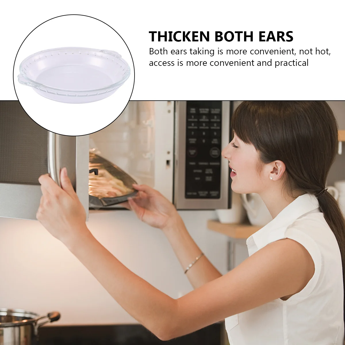 

Transparent Microwave Oven Glass Bowl Heat Resistant Nonporous Baking Dish for Pies Quiches Tarts Roast Chicken Fish Kitchen