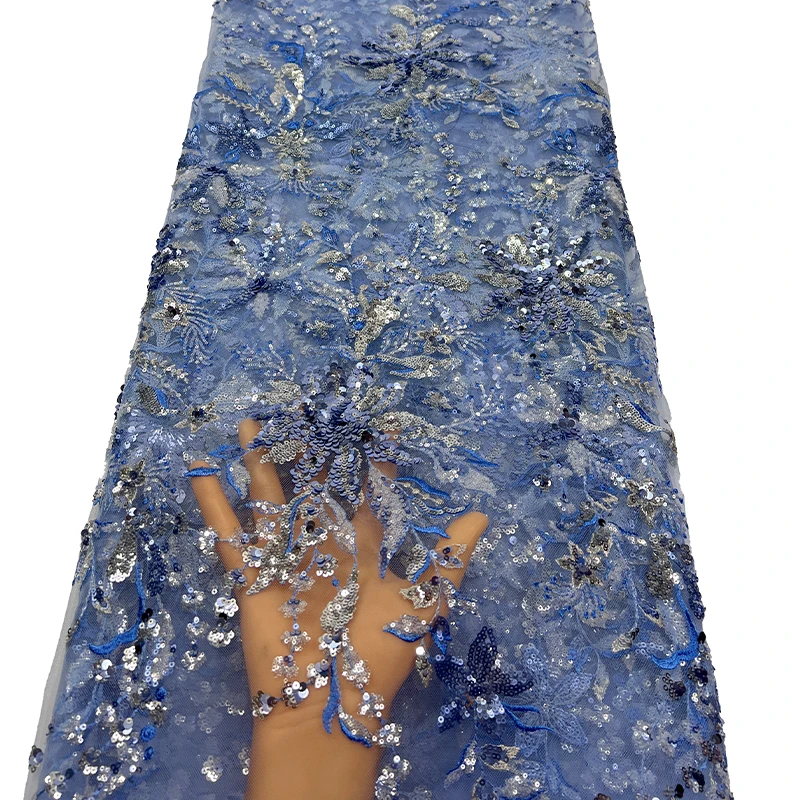 نسيج شبكي من الدانتيل الفرنسي الفاخر، فستان قماش دانتيل مطرز بالترتر والترتر الأفريقي عالي الجودة صغير الحجم متعدد الألوان