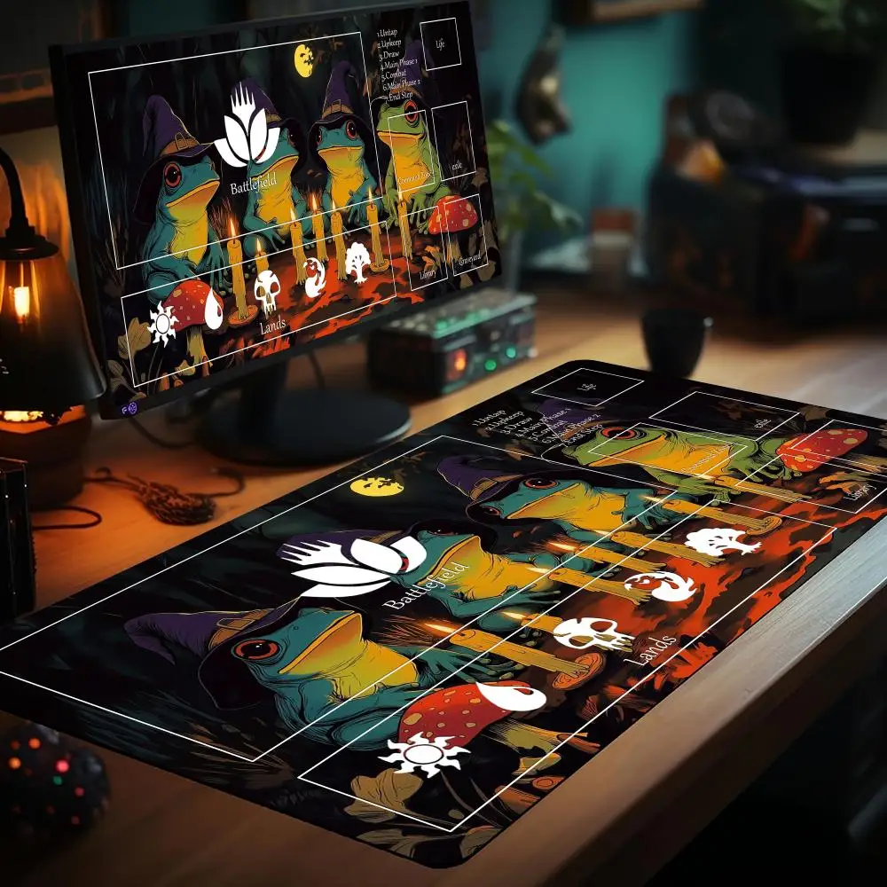 

MTG playmat Magic Trade Card battle gaming mats Lovely frog anime mouse pad rubber anti-slip desk mat gamer pc accessories