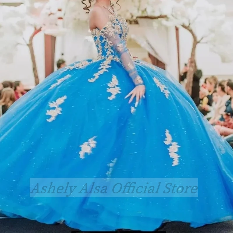 Vestido personalizado de princesa dulce 16 14 para quinceañeras, vestido de fiesta de graduación con apliques de encaje y hombros descubiertos para debutante de 15 anos