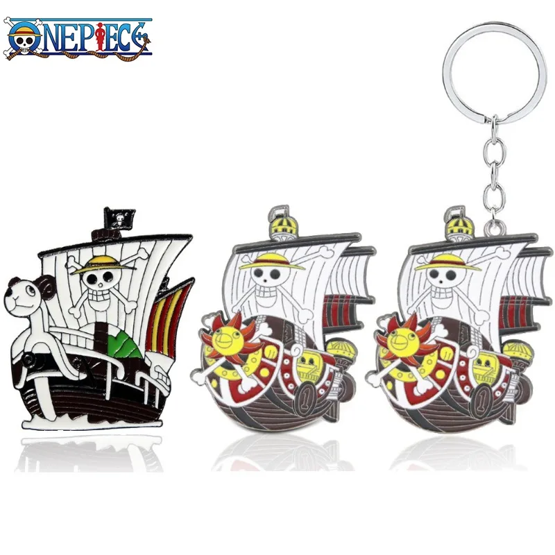 3 stks/set Anime Perifere Een Stuk Broche, Sleutelhanger, Piratenschip Hanger, Strohoed, Luffy Sunny, Wanli Sunshine, Verjaardagscadeau