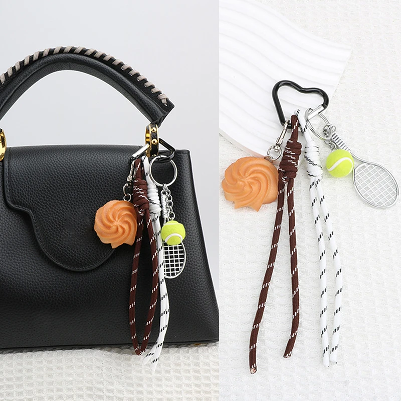 

Bag Pendant Cute Racket Dice Key Card Baseball Bag For Women Ornament Doll Creative Rope Pendant Keychain Decor