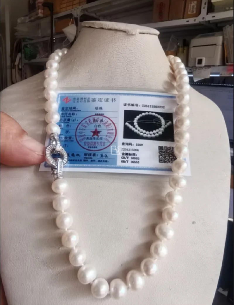 certifica AAAA 11-12mm Japan white akoya Pearl earring Necklace set 18-36inch 925s gift box view 3