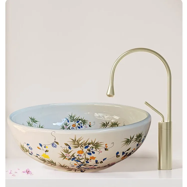 Petal-shaped Jingdezhen pot, European art stage pot, household hand wash face wash pool