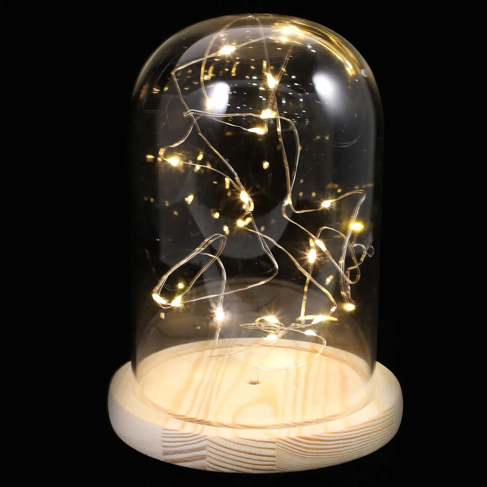 

LED Stars Lamp Jar Lighting Wooden Base Glass Dome Warm White Fairy Lights Bedroom Living Room Decor Low Power