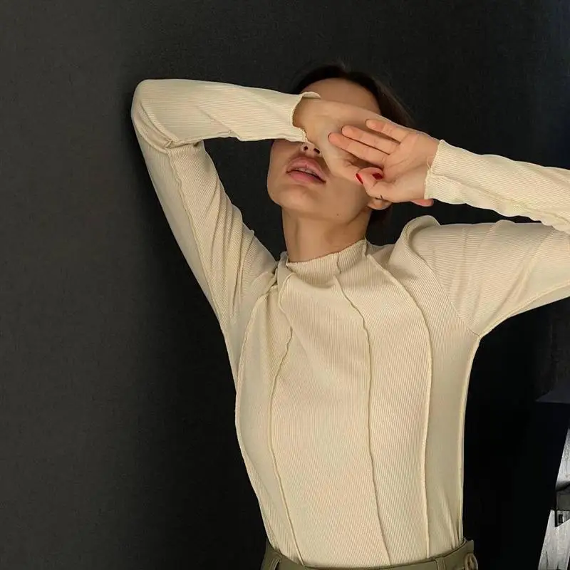 Camiseta larga Sve para mujer, camiseta Sexy de calle Sle, nueva capa interior, Top cómodo de ajuste Regular, camiseta Faion para otoño e invierno para mujer